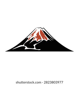 Mountain with snow and volcanic rock peak illustration design