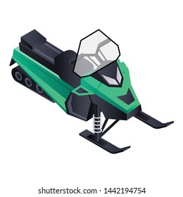 Mountain snowmobile icon. Isometric of mountain snowmobile vector icon for web design isolated on white background
