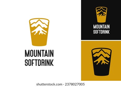 La plantilla del logotipo Mountain Soft Drink es un activo de diseño que encarna la esencia de las bebidas refrescantes de montaña