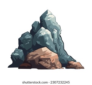 Mountain, solid granite, heavy stone material icon isolated