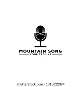 mountain song logo with mic combined with mountain.