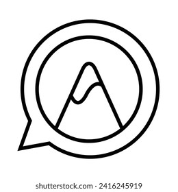 mountain speech bubbles chat vector nature line solid icon logo art landscapes. illustration design hand draw web 