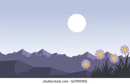 Mountain at spring landscape vector collection stock