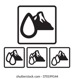 Mountain spring water icon in four variations. Vector eps 10.