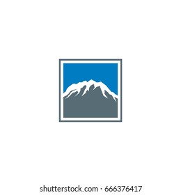 Mountain in Square Logo Illustration Design. Vector EPS 10.