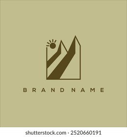 mountain in square vector logo
