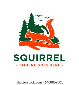 Mountain squirrel animal logo design