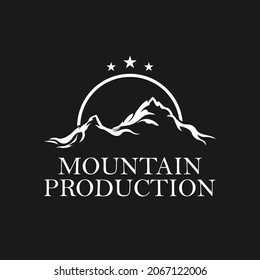 montaña con estrella en la parte superior para el logotipo de fotografía paisajística, logotipo icónico adecuado para empresas relacionadas con la producción de películas, fotografía, actividades al aire libre, hotel, restaurantes, etc.