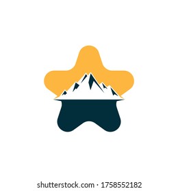 Mountain in star shape logo vector. 