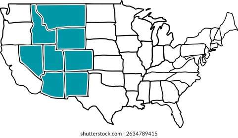 Mountain States Map in America, USA map Highlighting Mountain States
