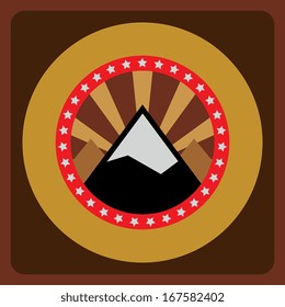 Mountain sticker, vector illustration