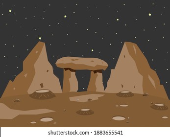 mountain and stone on Mar's surface landscape vector. Geography on some planet