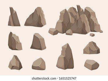 mountain stones. Nature collection of stones power symbols. vector creation kit of rocks elements