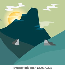mountain stones sun sky natural landscape