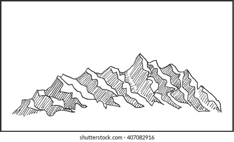 Mountain stony rocks sketch, for outdoor and expedition travel design