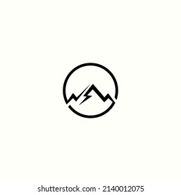 Mountain storm logo vector icon line illustration
