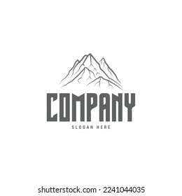 mountain with stroke line logo design template