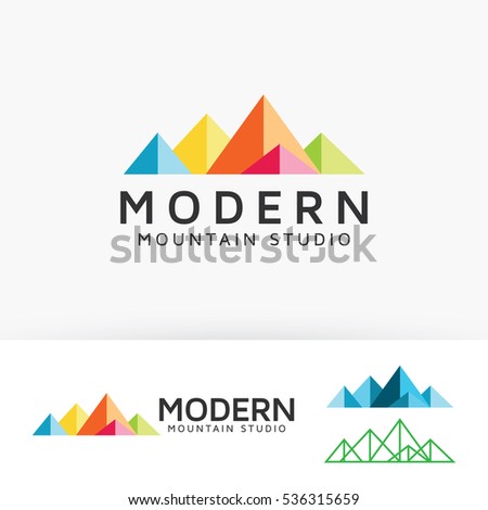 Mountain studio logo design. Art design and creative studio logo concept. Vector logo template
