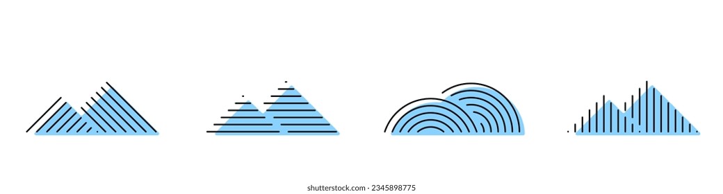 Mountain stylized line icon set over transparent illustration
