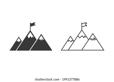 Mountain success icon set design illustration, glyph style design, designed for web and app