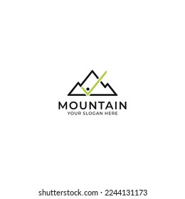modelo de diseño de logotipo de éxito de montaña vektor de existencias
