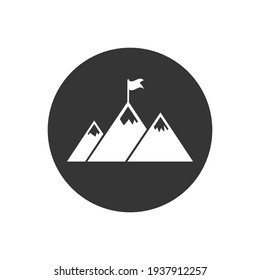 Mountain success white icon design illustration, glyph style design, designed for web and app