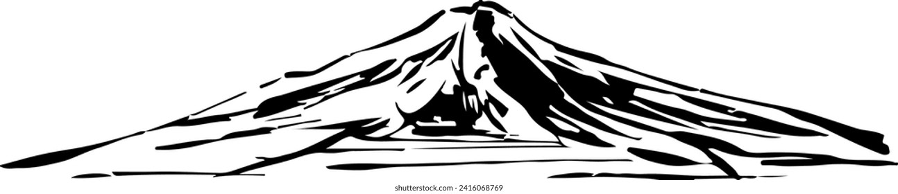Mountain sumi-e style illustration vector