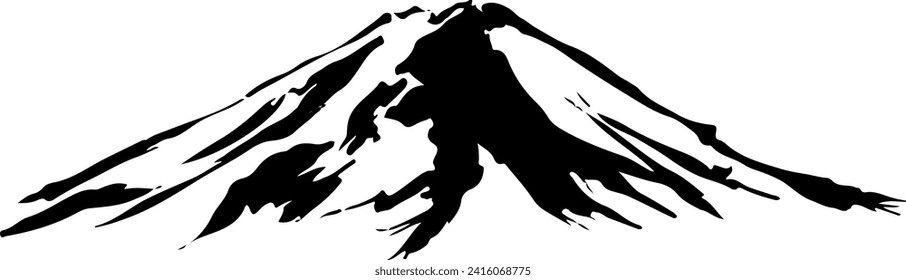 Vector de ilustración de estilo sumi-e de montaña