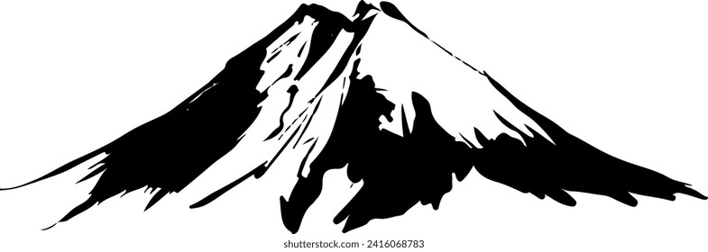 Mountain sumi-e style illustration vector