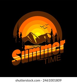 mountain summer time logo design best vector