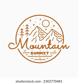 Mountain summit camping outdoor badge t shirt sticker vector illustration