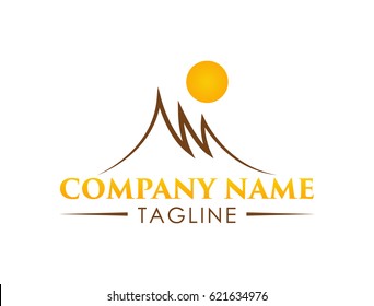 Mountain with sun abstract logo