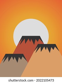 Montaña con el Vector de diseño plano de gradiente de estilo Sun Boho