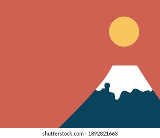 Mountain and sun. Cartoon vector style for your design.