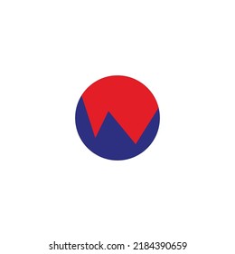 Mountain and sun, circle geometric symbol simple logo vector