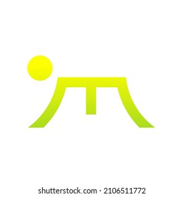 mountain and sun icon or symbol design