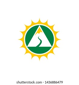 mountain sun icon symbol vector logo design illustration