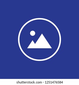 Mountain and sun icon vector