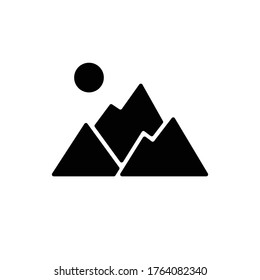 Mountain and sun icon vector in trendy flat style isolated on white background