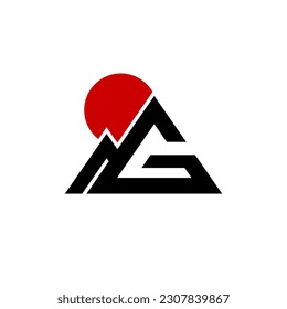 Mountain and sun letter G Monogram Logo Template