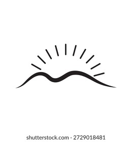mountain and  sun line icon vector element