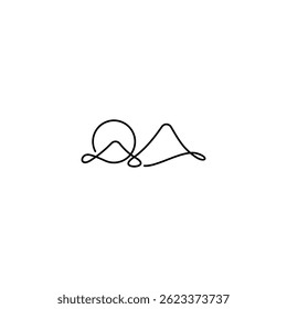 Mountain and sun linear logo design