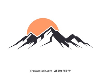 Mountain sun logo abstract sunset silhouette landscape summer icon vector