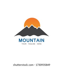 Mountain and sun Logo Business Template Vector