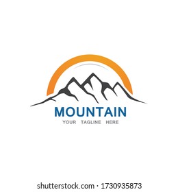 Mountain and sun Logo Business Template Vector