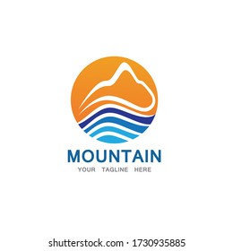 Mountain and sun Logo Business Template Vector