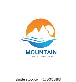 Mountain and sun Logo Business Template Vector