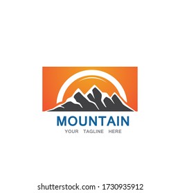 Mountain and sun Logo Business Template Vector