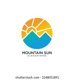 mountain with sun logo design
