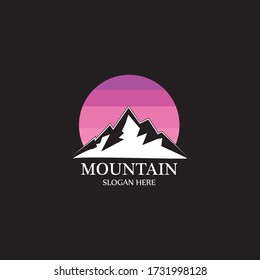 Mountain sun logo design concept template vector
